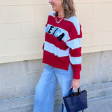 [Shiraleah] All - American Rugby Stripe Sweatshirt - The Pink Pineapple 850