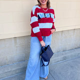 [Shiraleah] All - American Rugby Stripe Sweatshirt - The Pink Pineapple 850