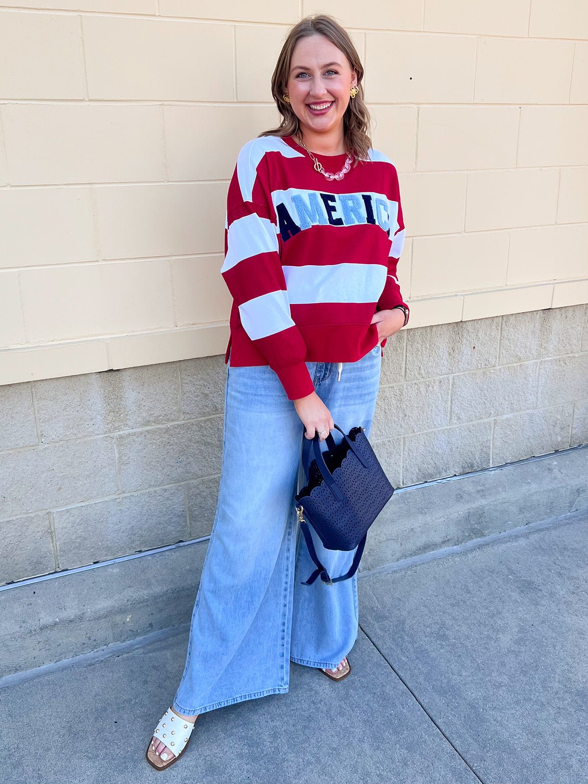 [Shiraleah] All - American Rugby Stripe Sweatshirt - The Pink Pineapple 850