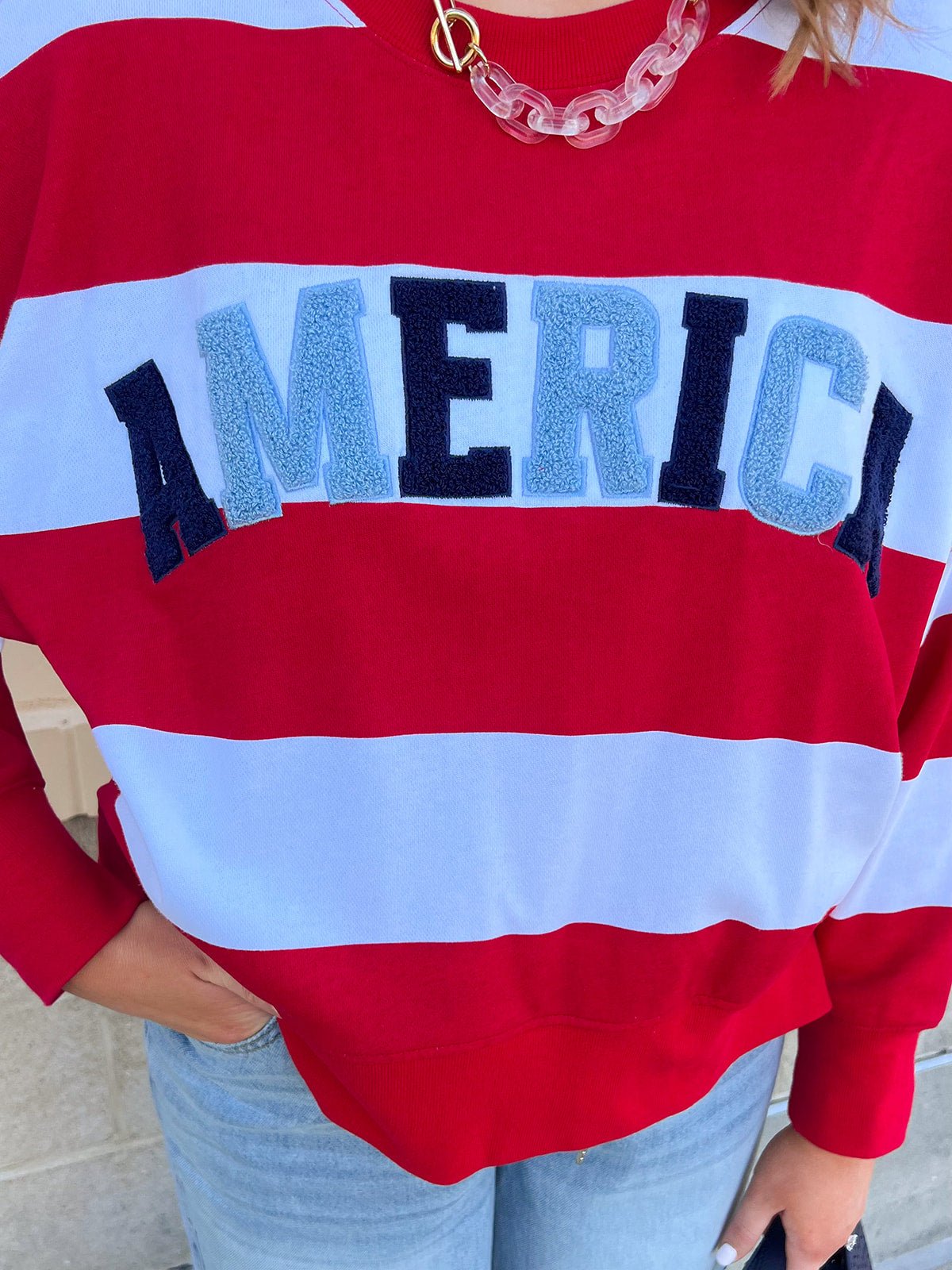 [Shiraleah] All - American Rugby Stripe Sweatshirt - The Pink Pineapple 850