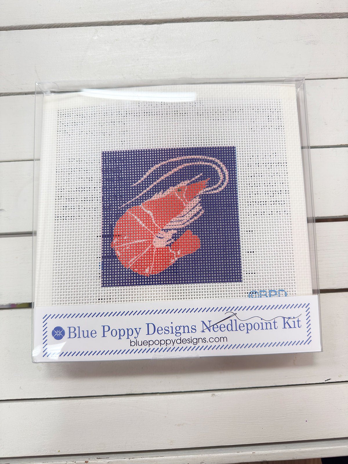 Shrimp on Dark Blue Needlepoint Kit - The Pink Pineapple 850