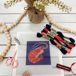 Shrimp on Dark Blue Needlepoint Kit - The Pink Pineapple 850