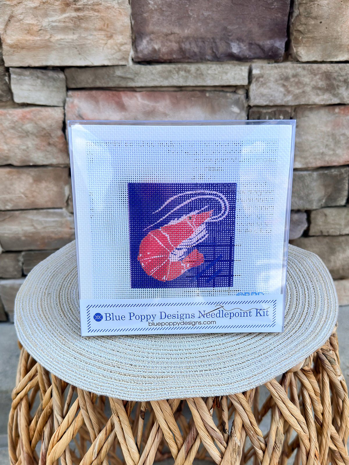 Shrimp on Dark Blue Needlepoint Kit - The Pink Pineapple 850