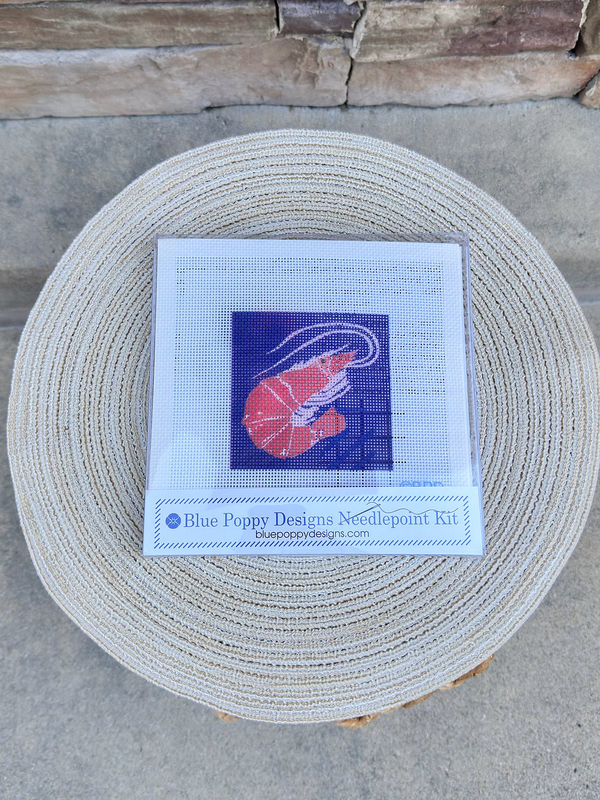Shrimp on Dark Blue Needlepoint Kit - The Pink Pineapple 850