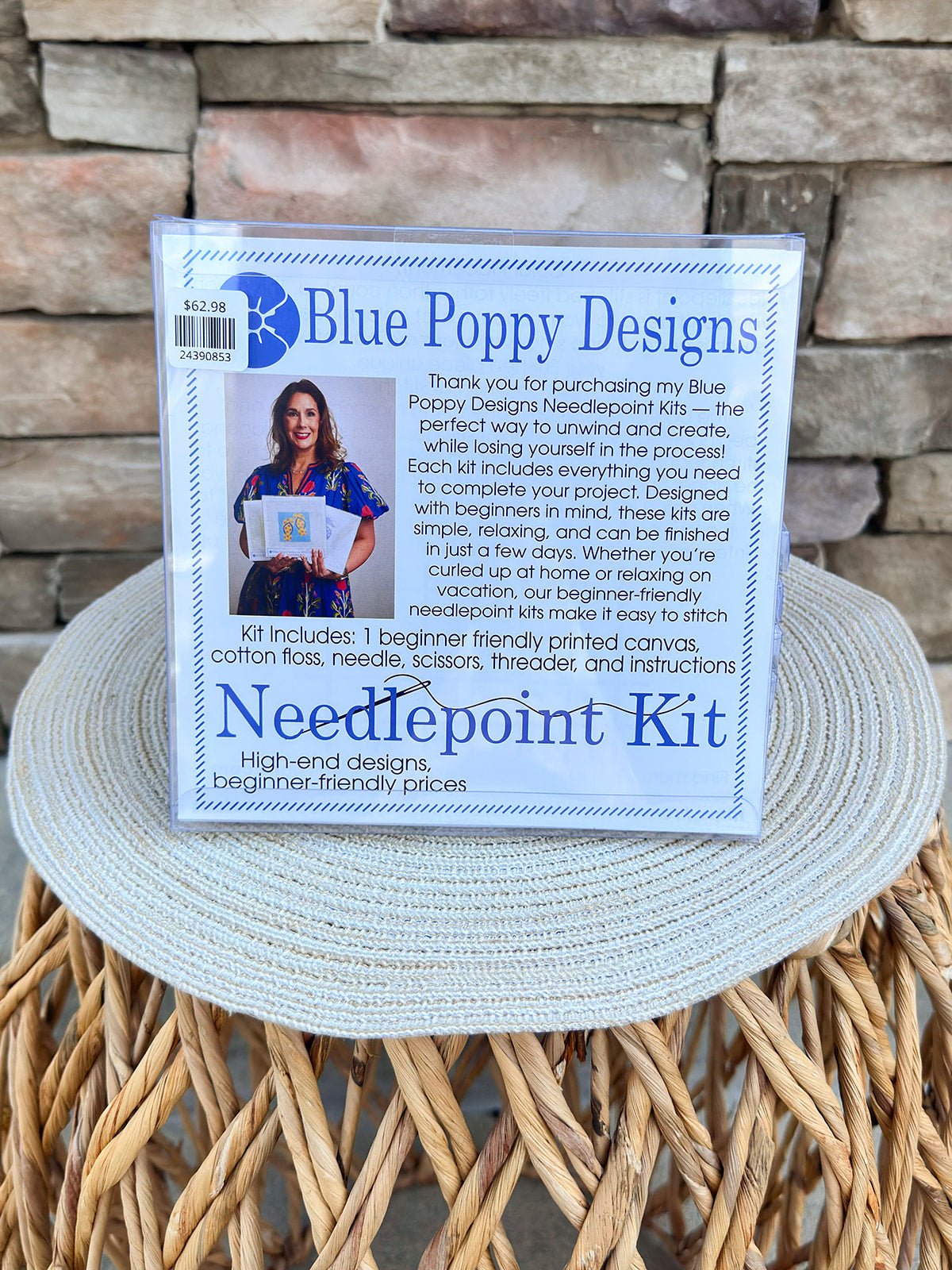 Shrimp on Dark Blue Needlepoint Kit - The Pink Pineapple 850
