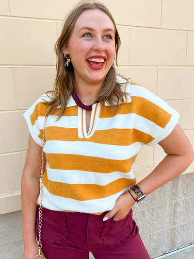 Sideline Social Sweater Top in Mustard - The Pink Pineapple 850