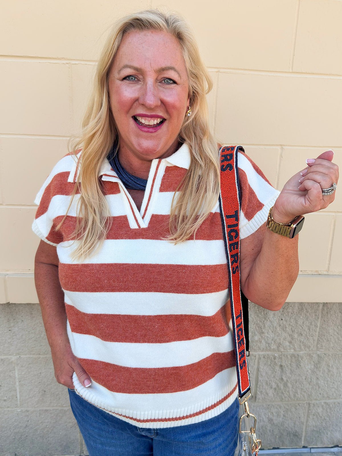 Sideline Social Sweater Top in Orange - The Pink Pineapple 850