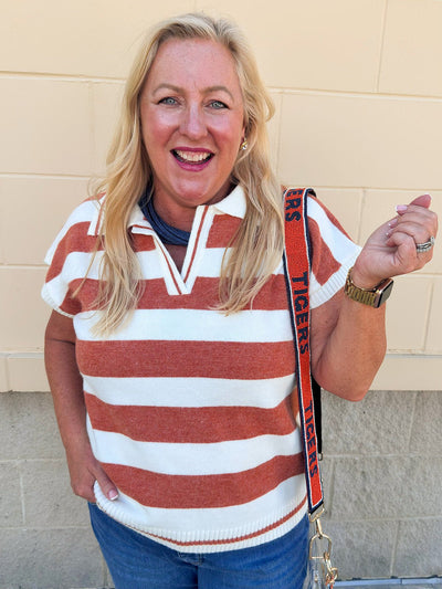 Sideline Social Sweater Top in Orange - The Pink Pineapple 850