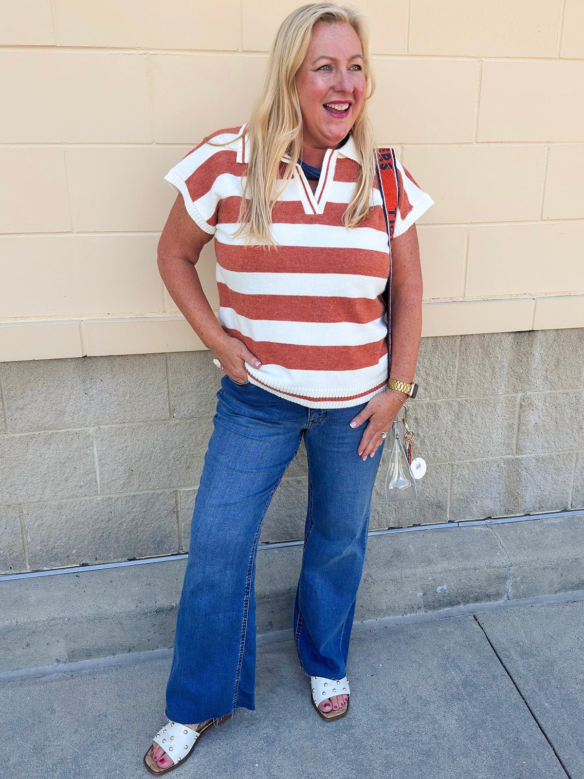 Sideline Social Sweater Top in Orange - The Pink Pineapple 850