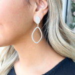 Silver Rhinestone Pave with Open Round Drop 2" Earring - The Pink Pineapple 850