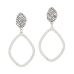 Silver Rhinestone Pave with Open Round Drop 2" Earring - The Pink Pineapple 850