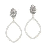 Silver Rhinestone Pave with Open Round Drop 2" Earring - The Pink Pineapple 850