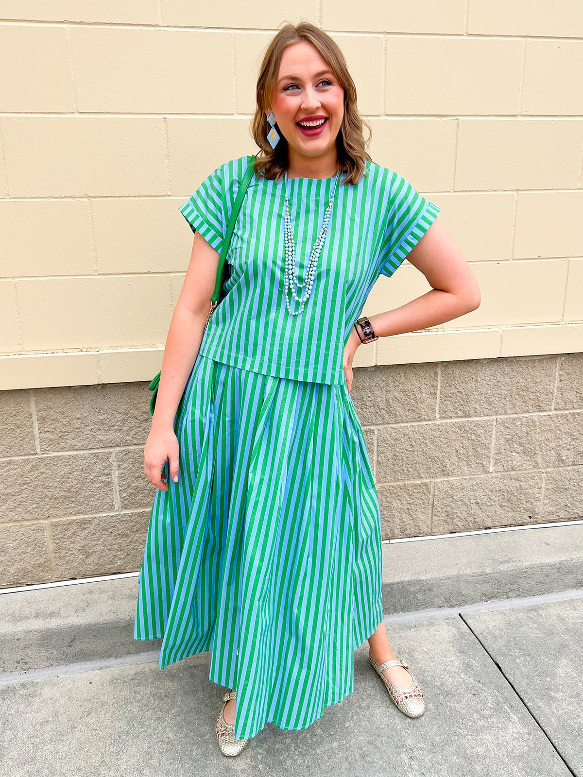 Skyline Striped Top & Maxi Skirt Set - The Pink Pineapple 850