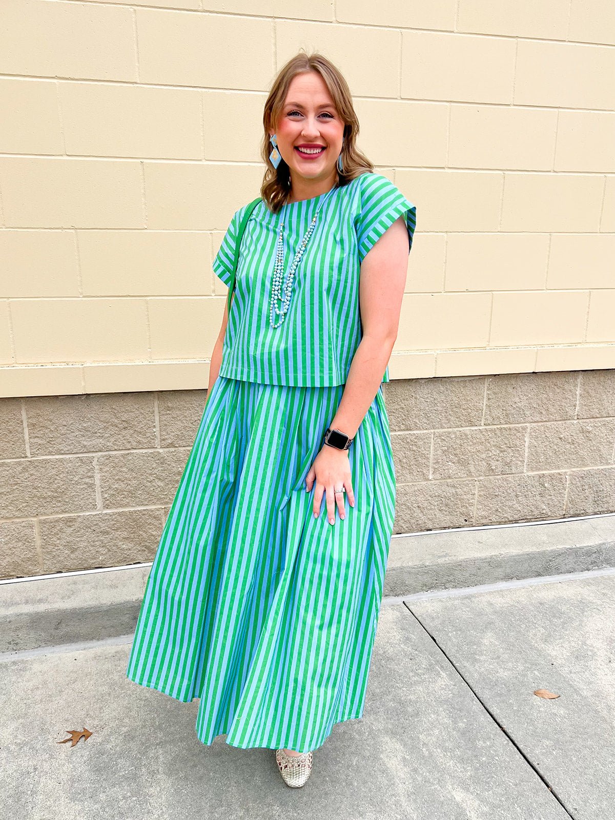 Skyline Striped Top & Maxi Skirt Set - The Pink Pineapple 850