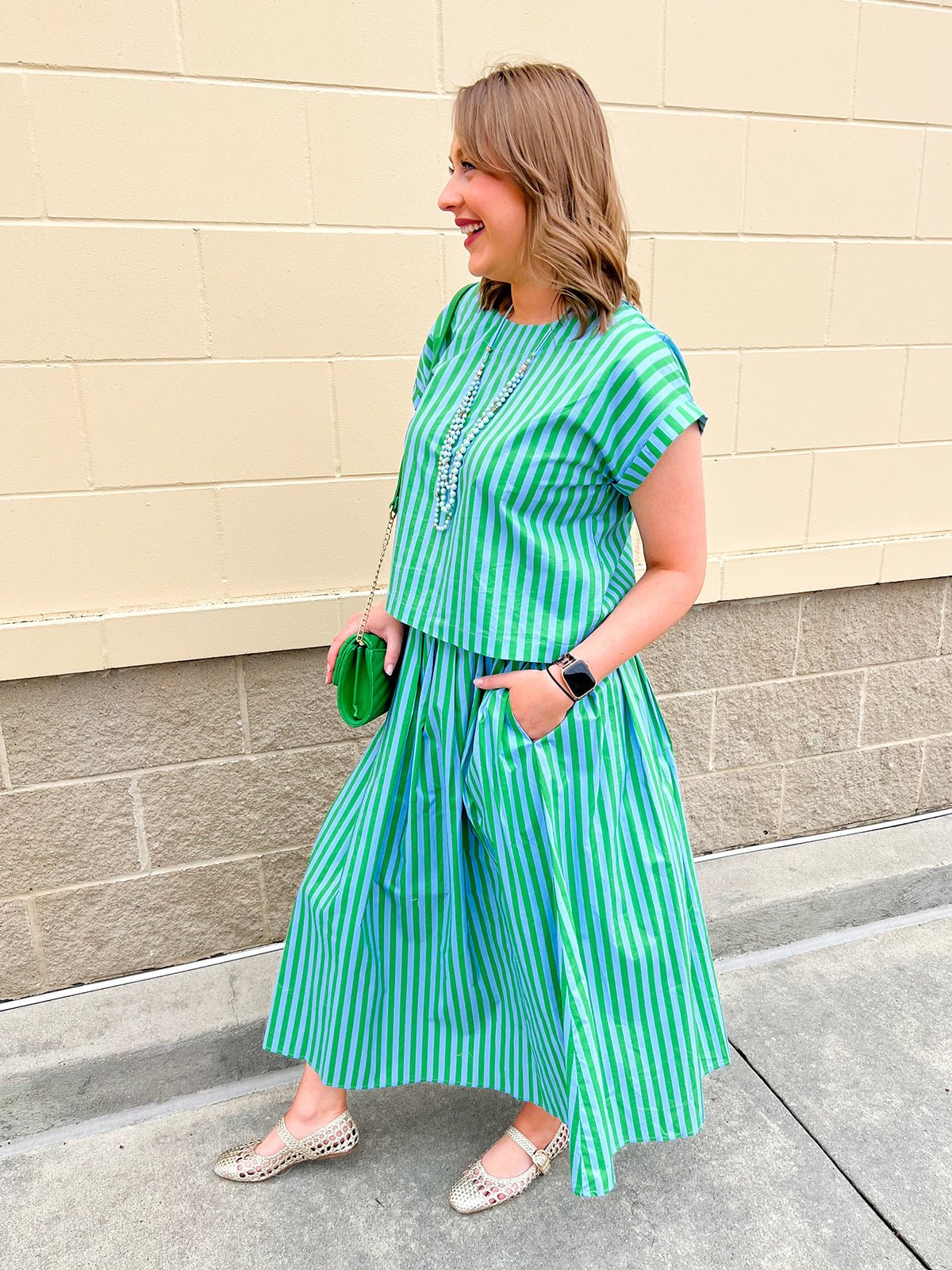 Skyline Striped Top & Maxi Skirt Set - The Pink Pineapple 850