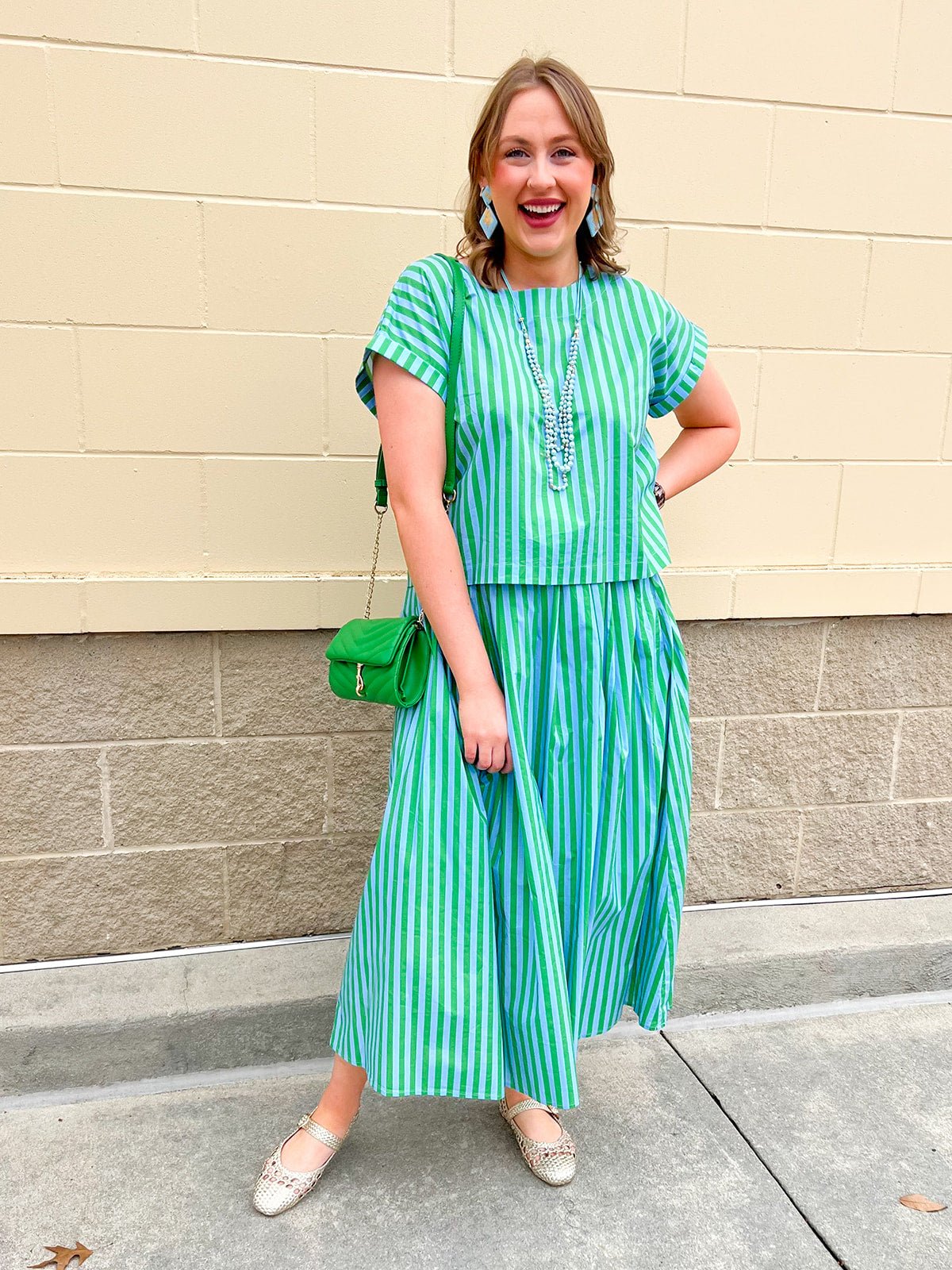 Skyline Striped Top & Maxi Skirt Set - The Pink Pineapple 850