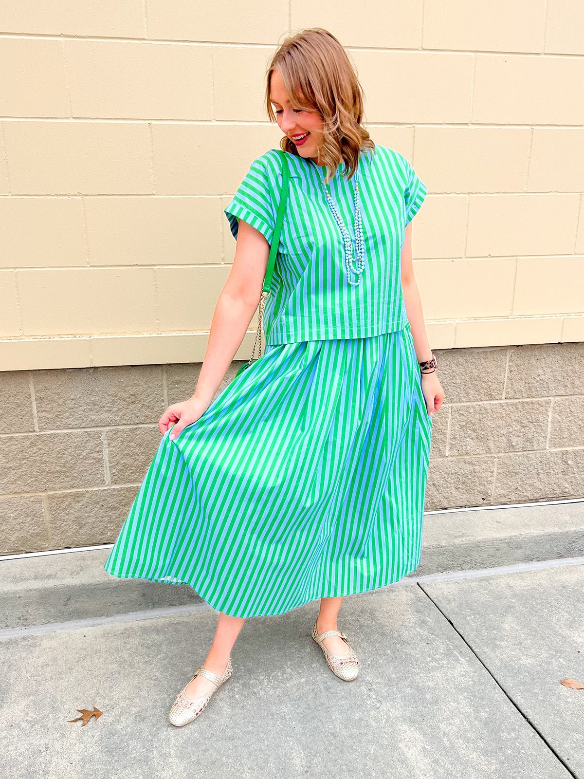 Skyline Striped Top & Maxi Skirt Set - The Pink Pineapple 850