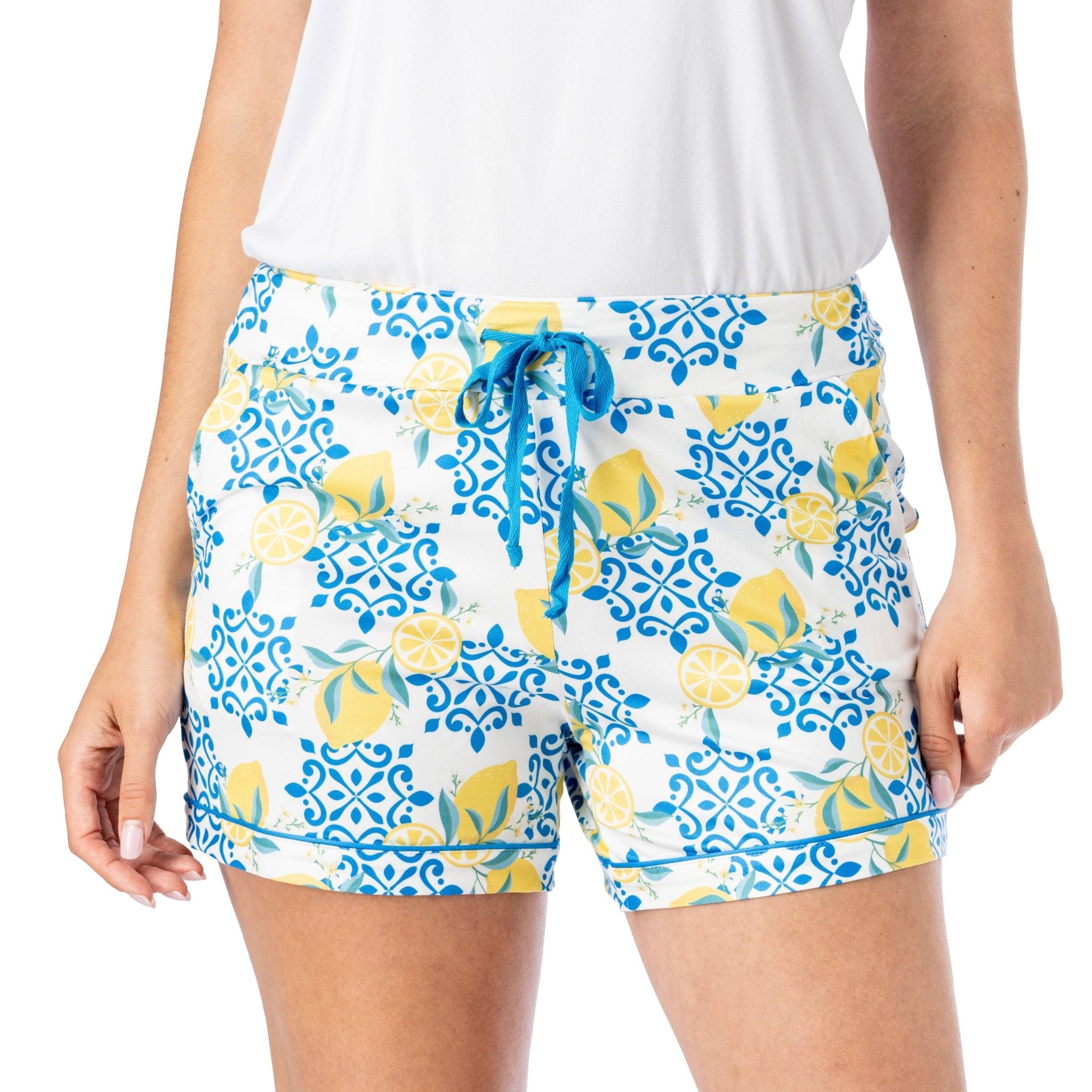 Sleepless in Santorini Lounge Shorts - The Pink Pineapple 850