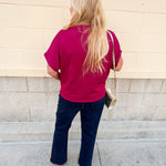 Sleigh Belle Scuba Mock Neck Top - The Pink Pineapple 850