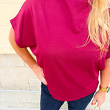 Sleigh Belle Scuba Mock Neck Top - The Pink Pineapple 850