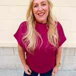 Sleigh Belle Scuba Mock Neck Top - The Pink Pineapple 850