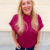 Sleigh Belle Scuba Mock Neck Top - The Pink Pineapple 850