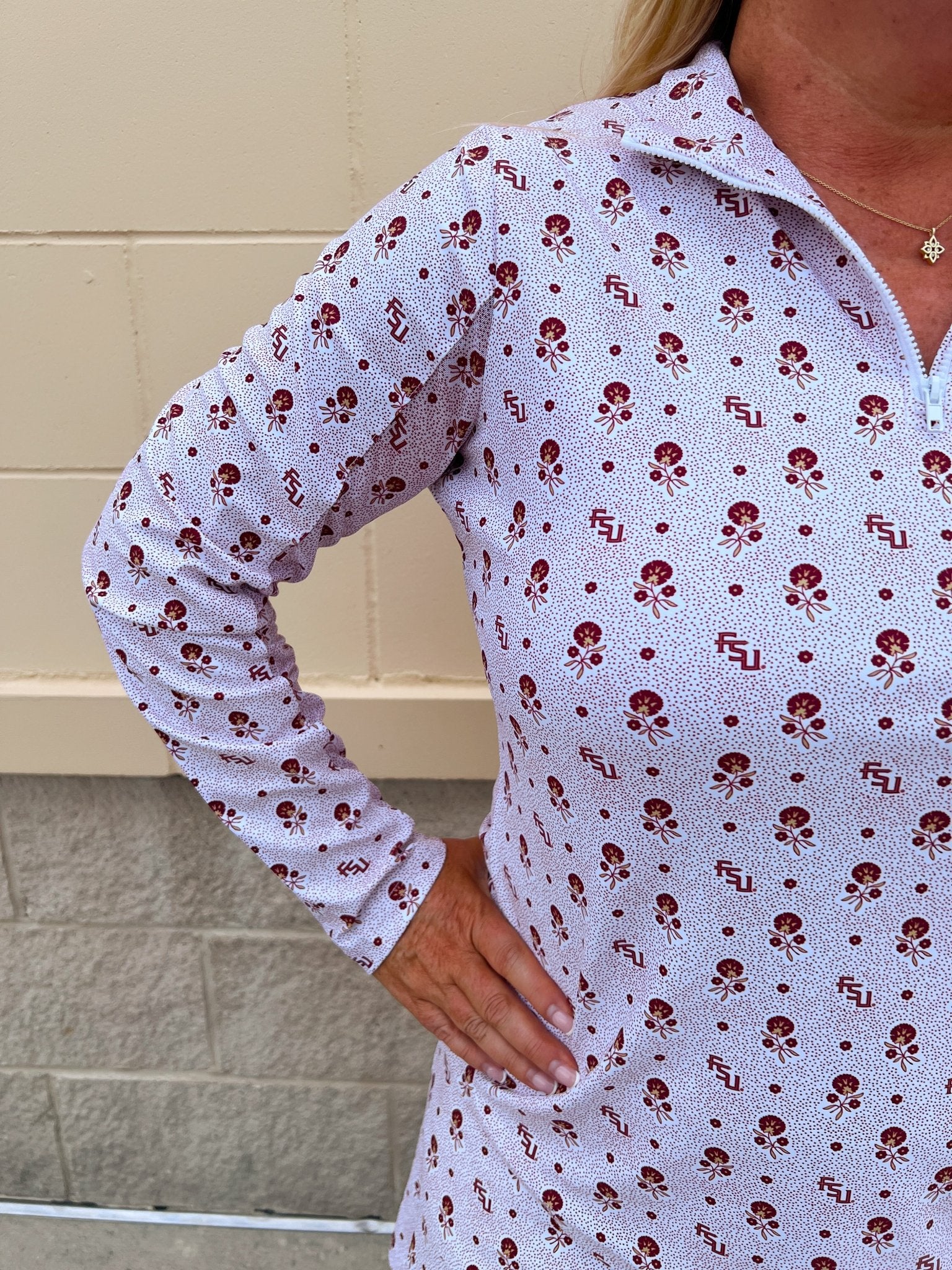 [Smith & Quinn] Ava Quarter Zip - Florida State Dot Floral - The Pink Pineapple 850