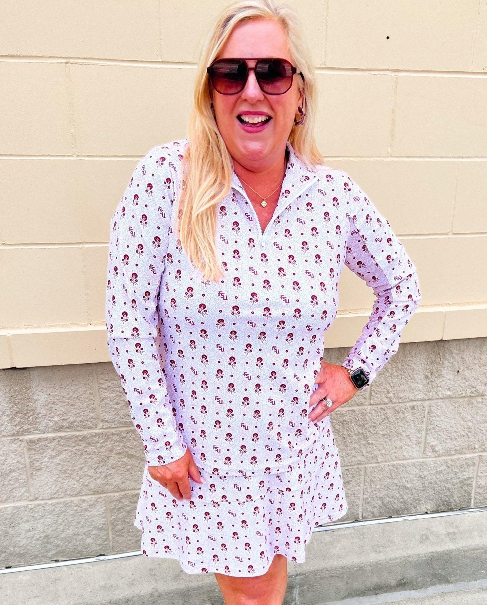 [Smith & Quinn] Ava Quarter Zip - Florida State Dot Floral - The Pink Pineapple 850