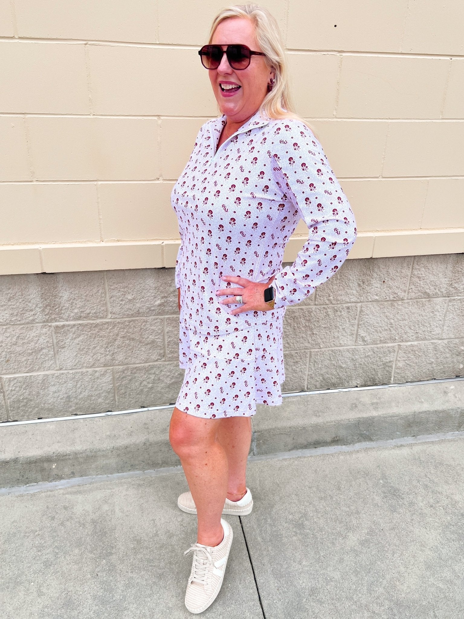 [Smith & Quinn] Ava Quarter Zip - Florida State Dot Floral - The Pink Pineapple 850