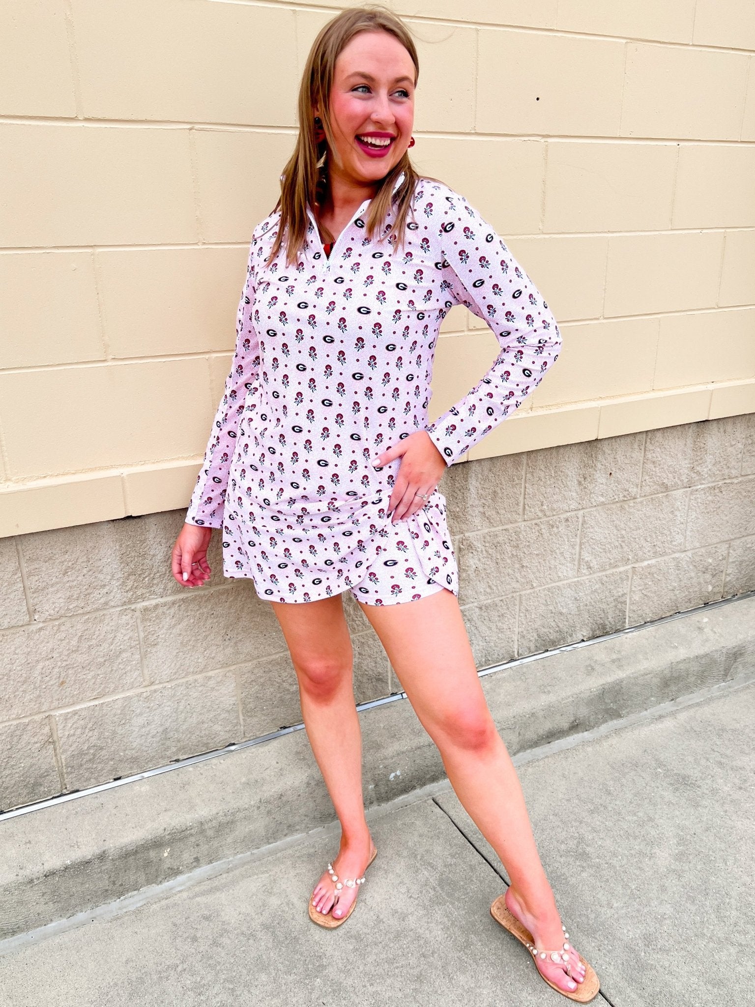 [Smith & Quinn] Ava Quarter Zip - Georgia Dot Floral - The Pink Pineapple 850