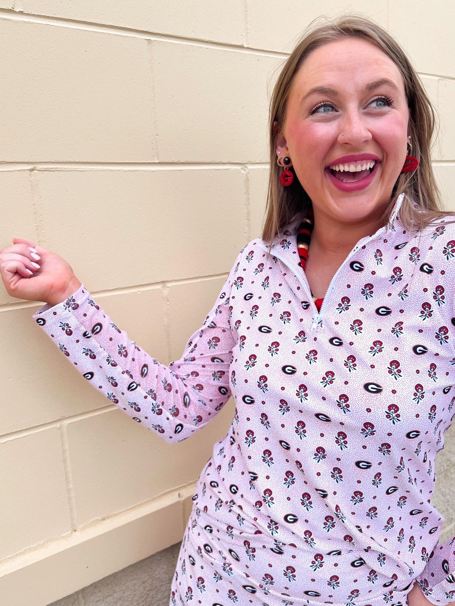 [Smith & Quinn] Ava Quarter Zip - Georgia Dot Floral - The Pink Pineapple 850