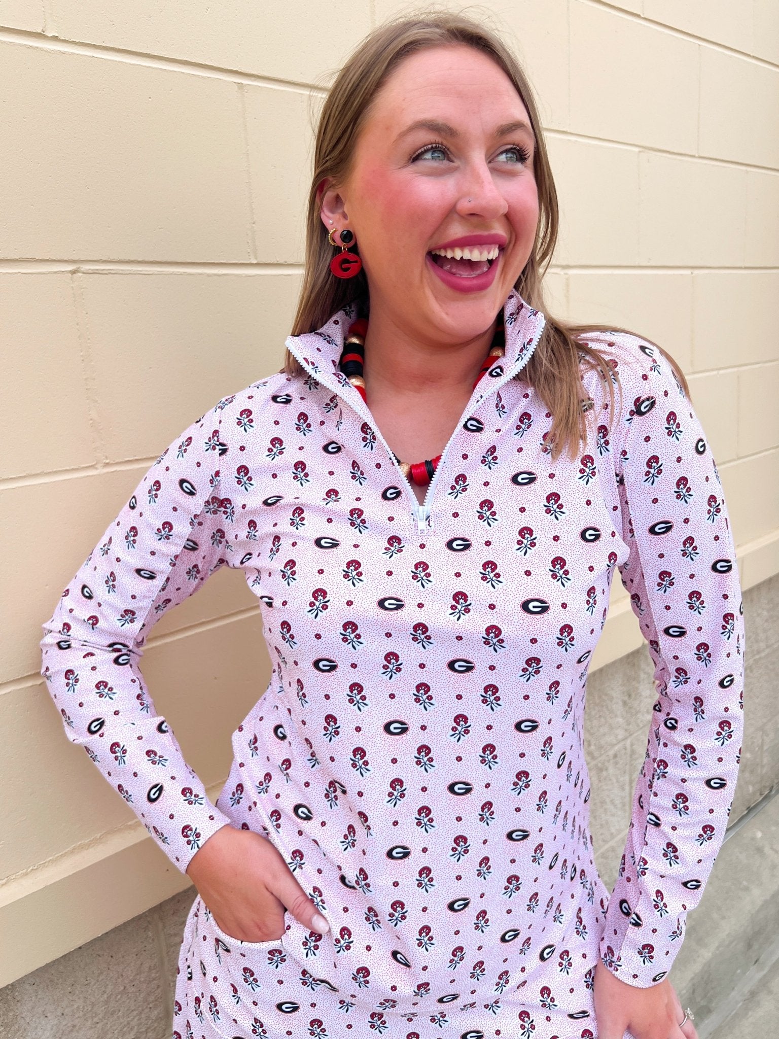 [Smith & Quinn] Ava Quarter Zip - Georgia Dot Floral - The Pink Pineapple 850
