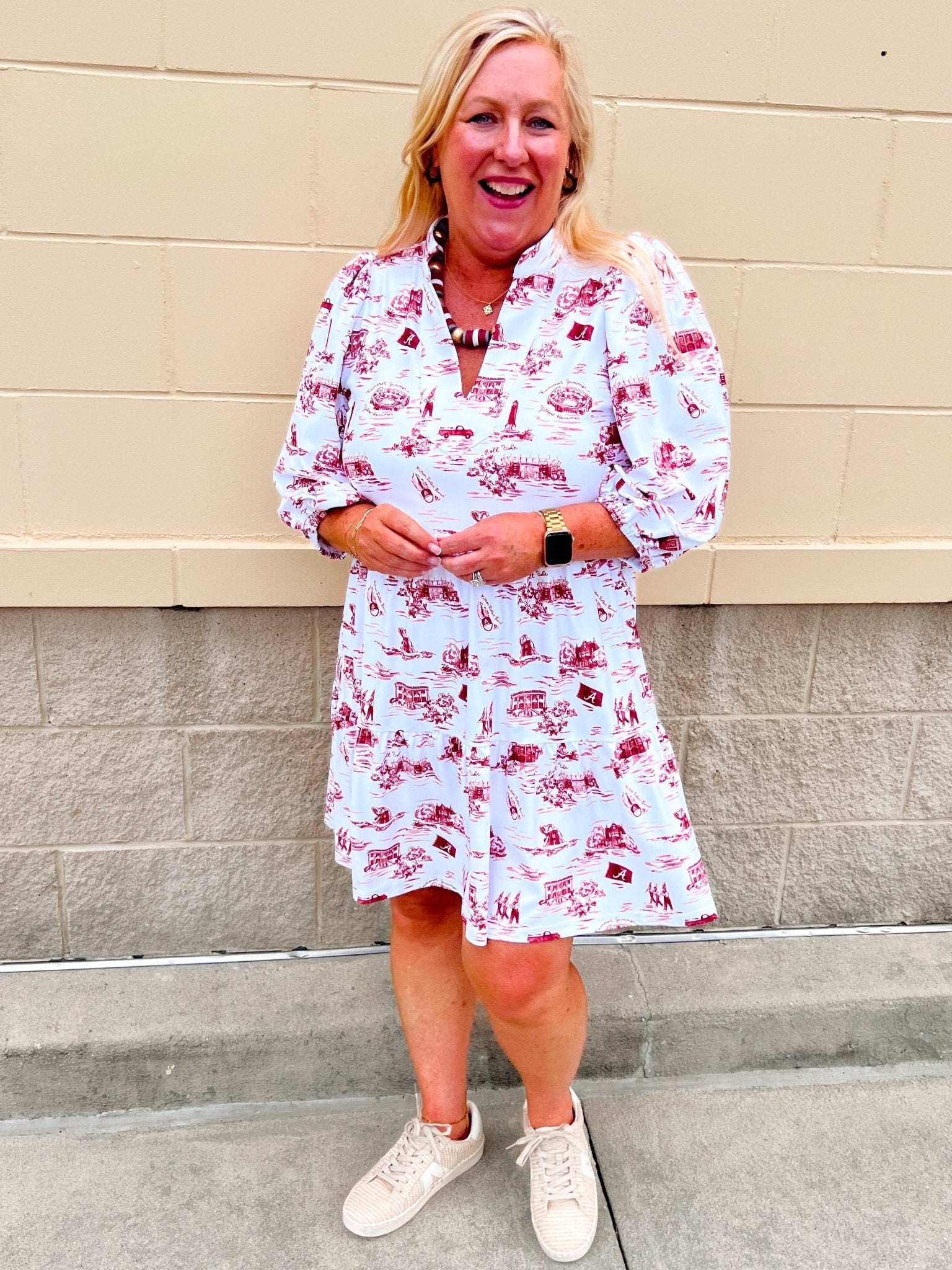 [Smith & Quinn] Tory Dress - Alabama Gameday Toile - The Pink Pineapple 850