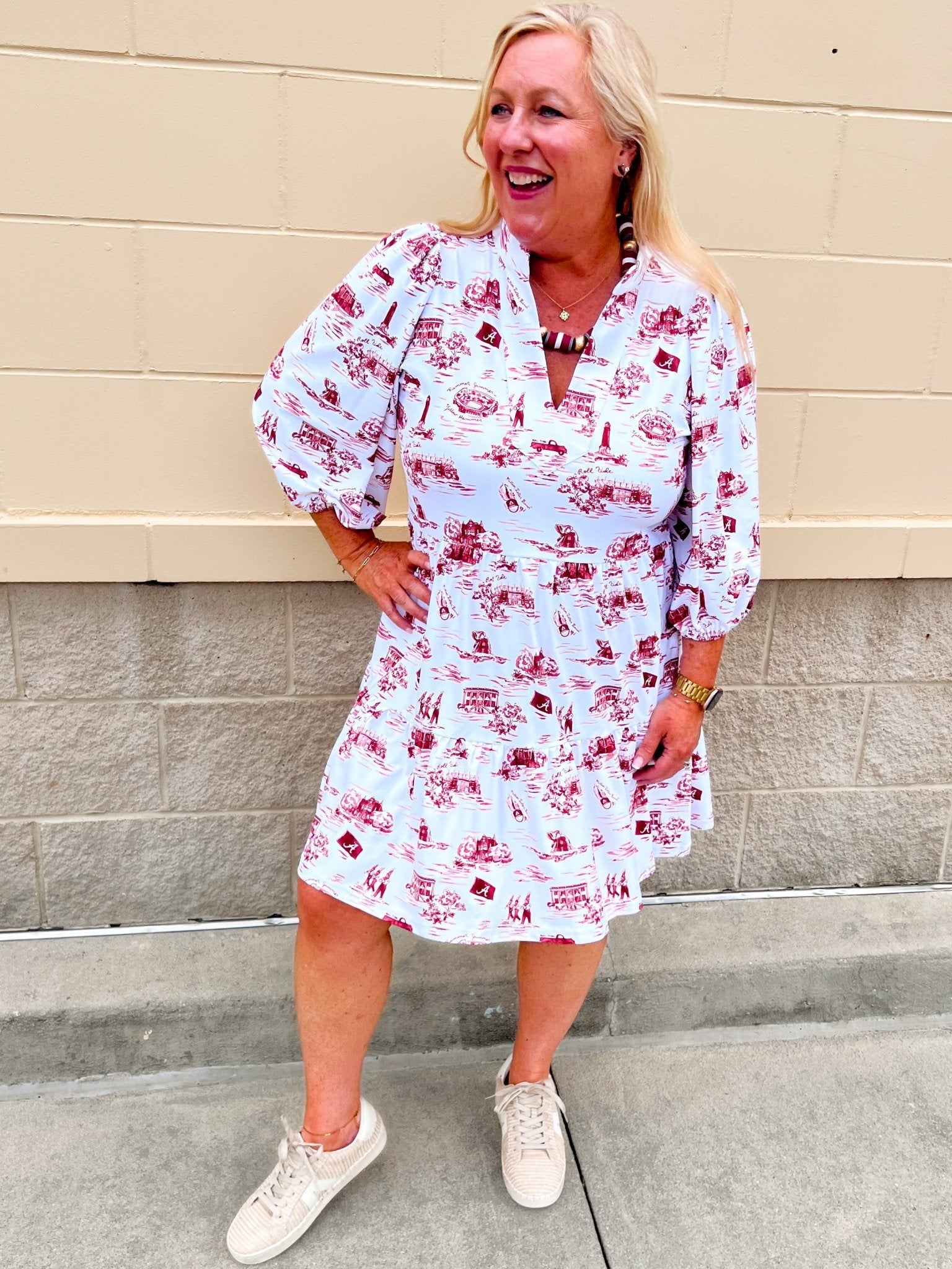 [Smith & Quinn] Tory Dress - Alabama Gameday Toile - The Pink Pineapple 850