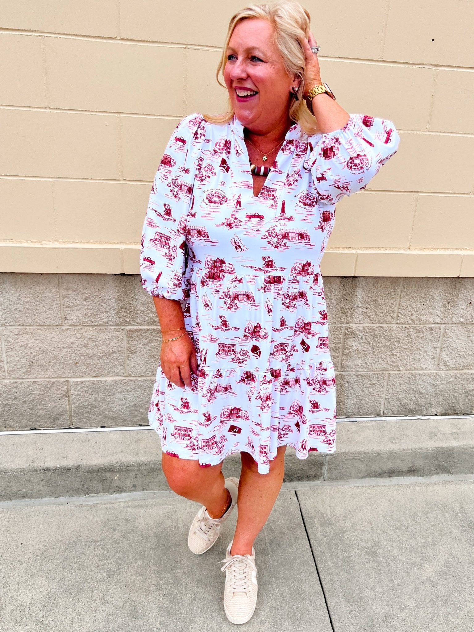 [Smith & Quinn] Tory Dress - Alabama Gameday Toile - The Pink Pineapple 850