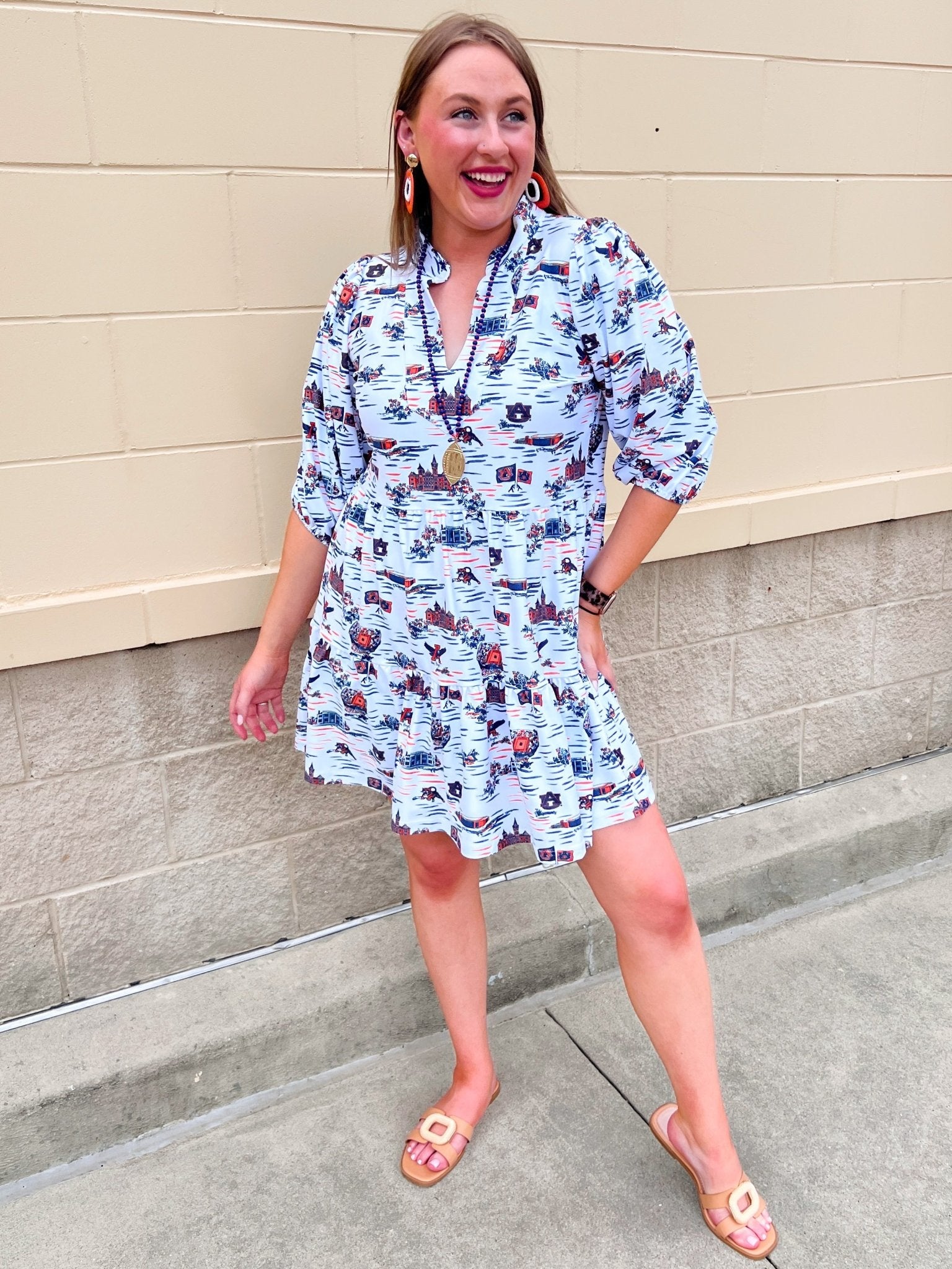 [Smith & Quinn] Tory Dress - Auburn Gameday Toile - The Pink Pineapple 850