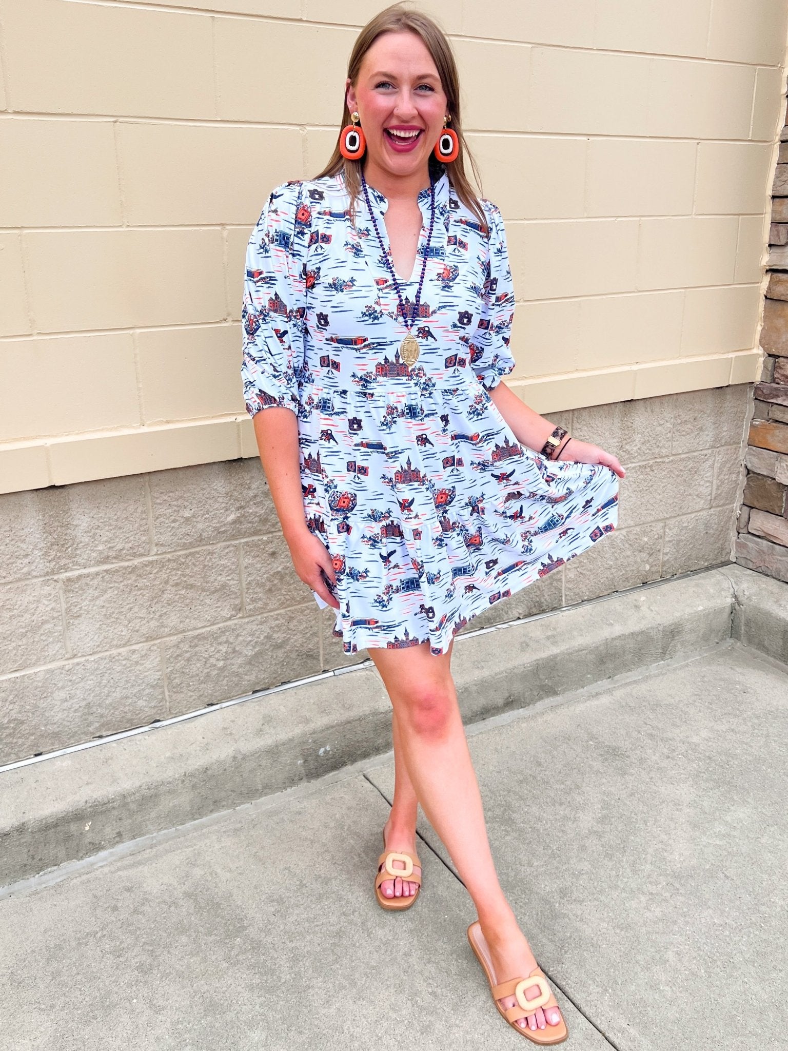 [Smith & Quinn] Tory Dress - Auburn Gameday Toile - The Pink Pineapple 850