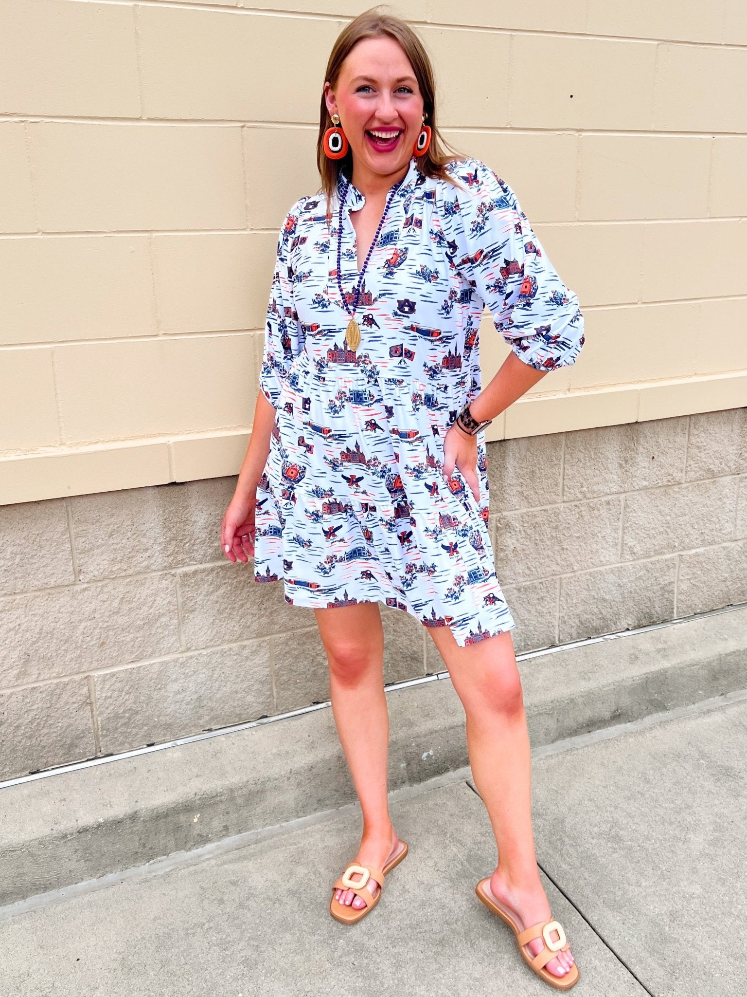 [Smith & Quinn] Tory Dress - Auburn Gameday Toile - The Pink Pineapple 850