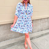 [Smith & Quinn] Tory Dress - Florida Gameday Toile - The Pink Pineapple 850