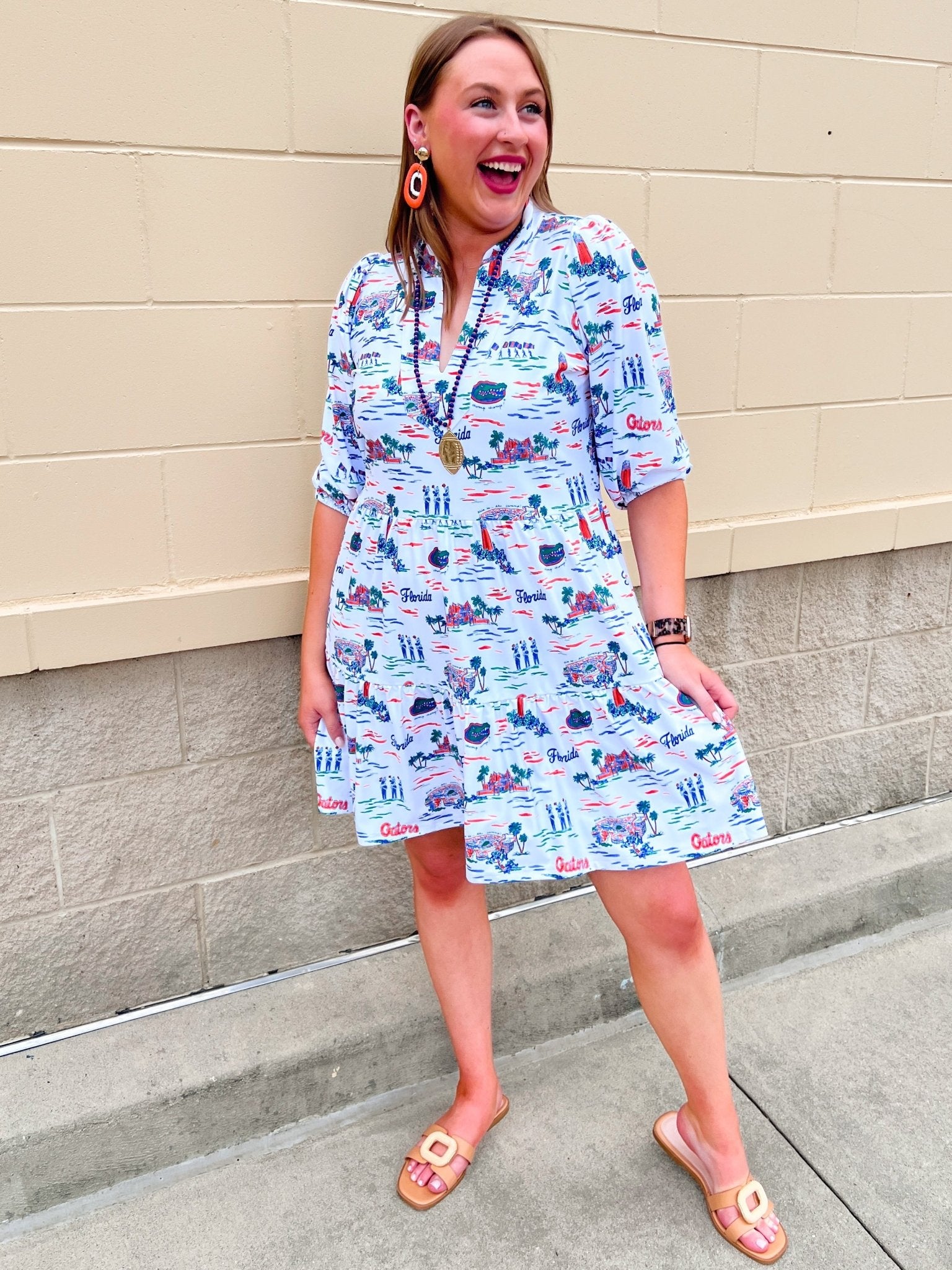 [Smith & Quinn] Tory Dress - Florida Gameday Toile - The Pink Pineapple 850