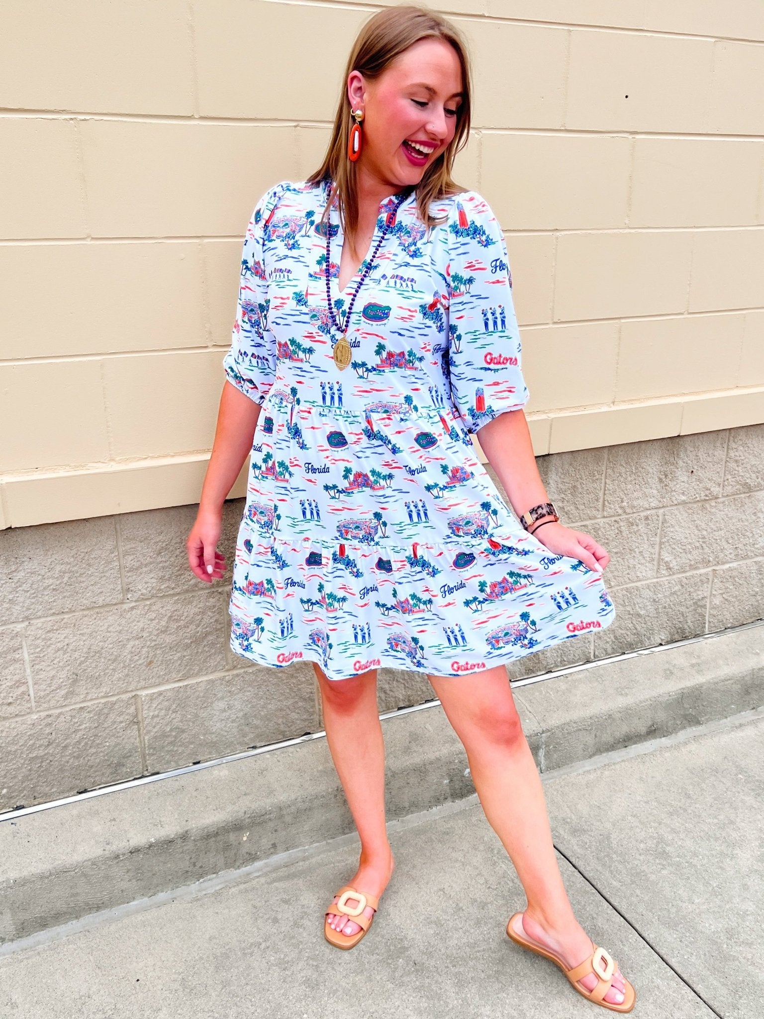 [Smith & Quinn] Tory Dress - Florida Gameday Toile - The Pink Pineapple 850