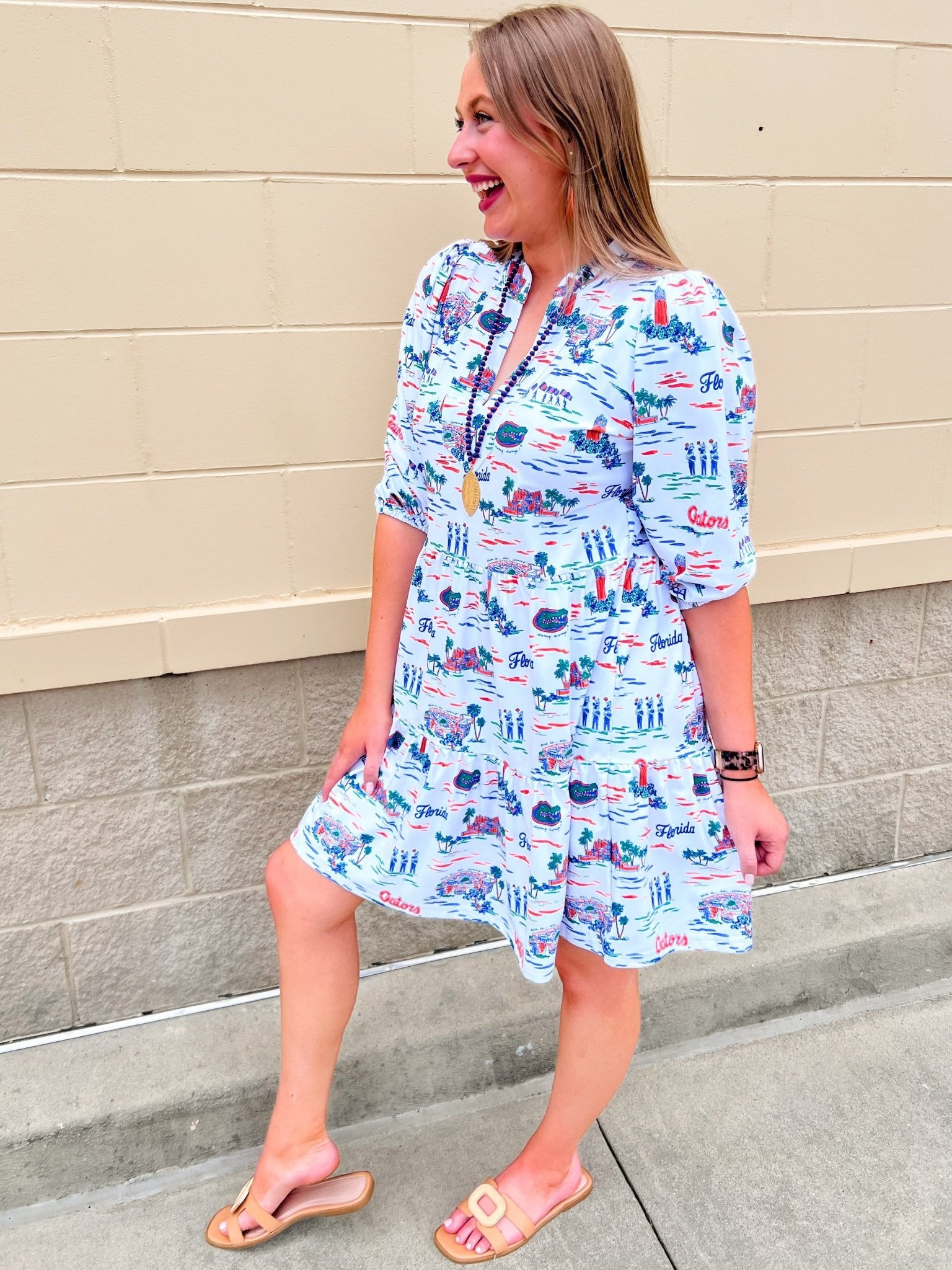 [Smith & Quinn] Tory Dress - Florida Gameday Toile - The Pink Pineapple 850