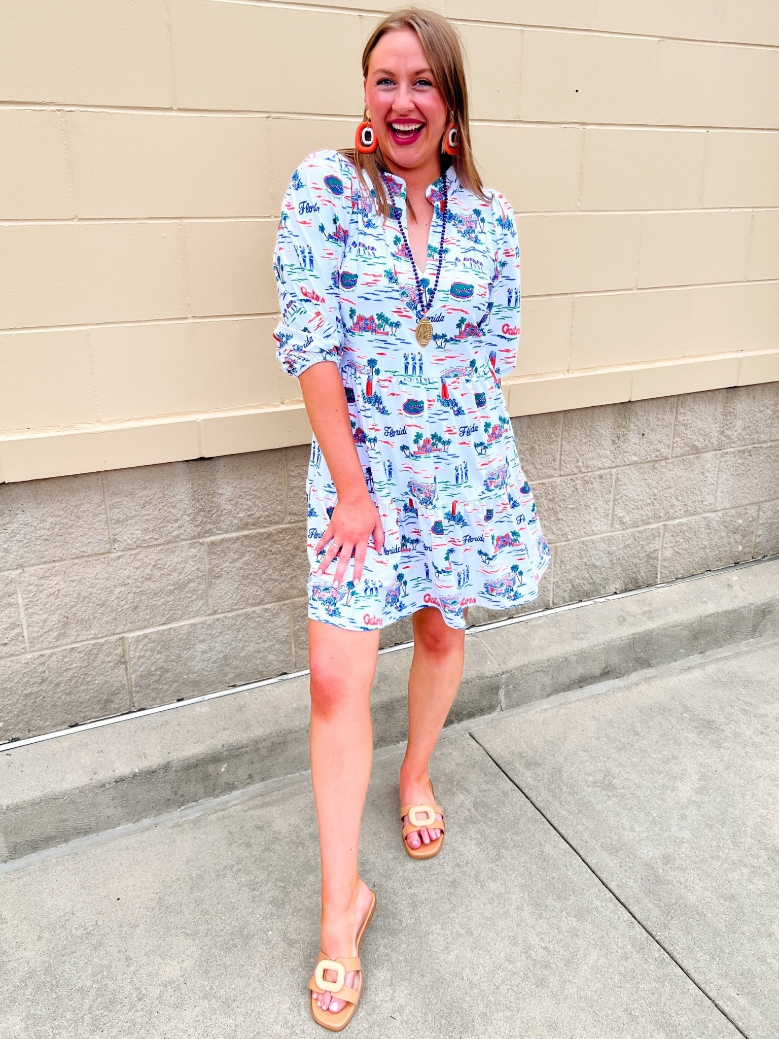 [Smith & Quinn] Tory Dress - Florida Gameday Toile - The Pink Pineapple 850