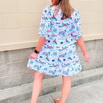 [Smith & Quinn] Tory Dress - Florida Gameday Toile - The Pink Pineapple 850