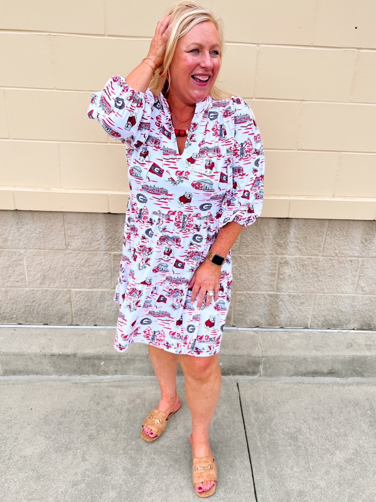 [Smith & Quinn] Tory Dress - Georgia Gameday Toile - The Pink Pineapple 850