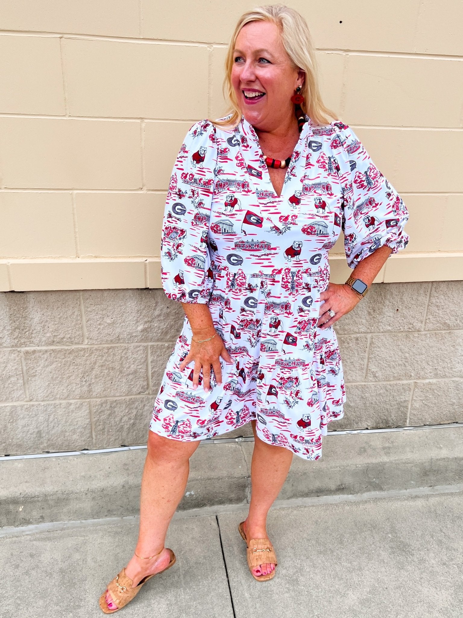 [Smith & Quinn] Tory Dress - Georgia Gameday Toile - The Pink Pineapple 850