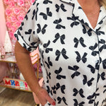 So Lovely Satin Bow Pajama Top - The Pink Pineapple 850