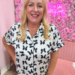 So Lovely Satin Bow Pajama Top - The Pink Pineapple 850