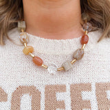 Soft Balance Stone & Acrylic Beaded Necklace - The Pink Pineapple 850