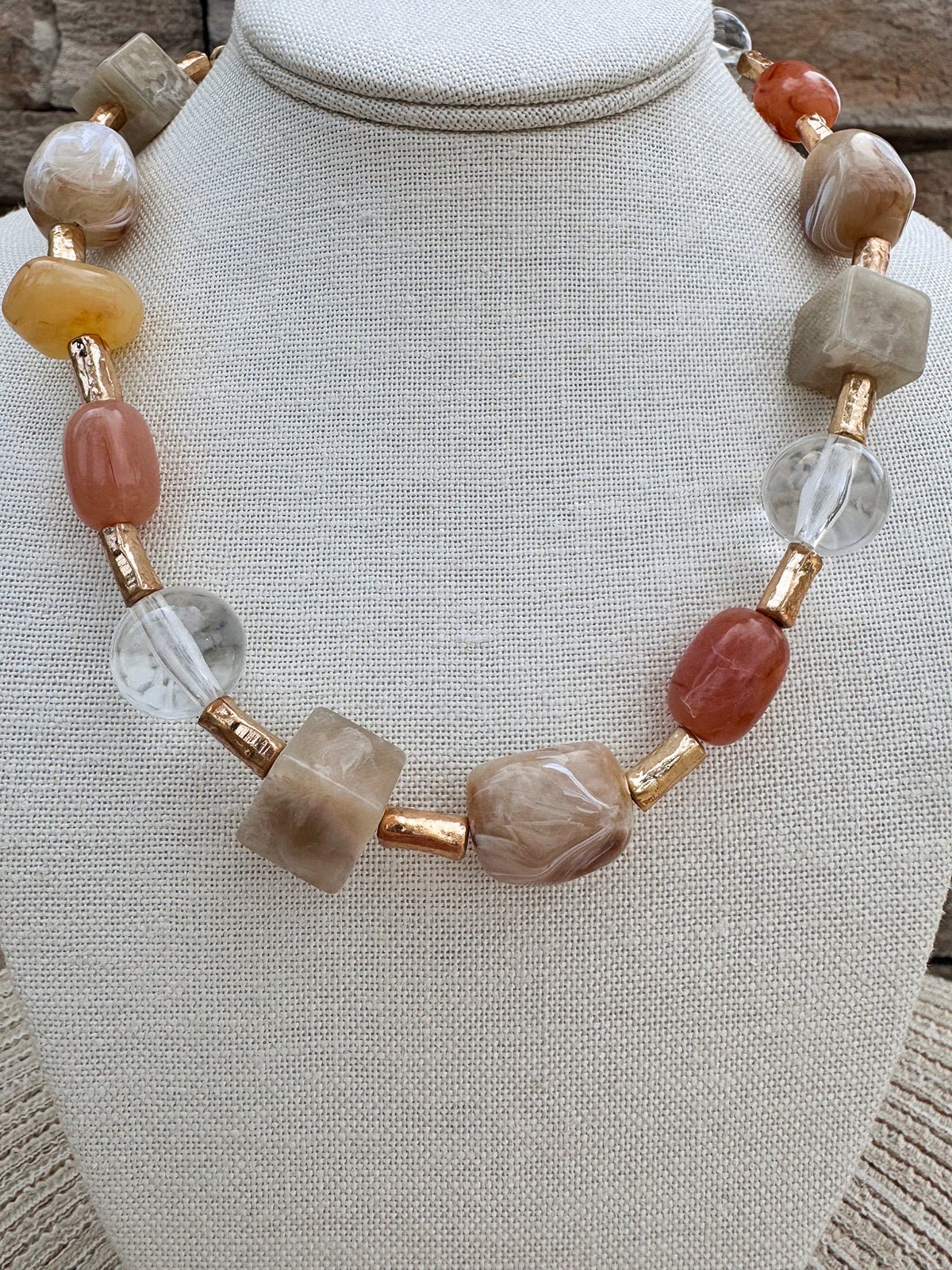 Soft Balance Stone & Acrylic Beaded Necklace - The Pink Pineapple 850